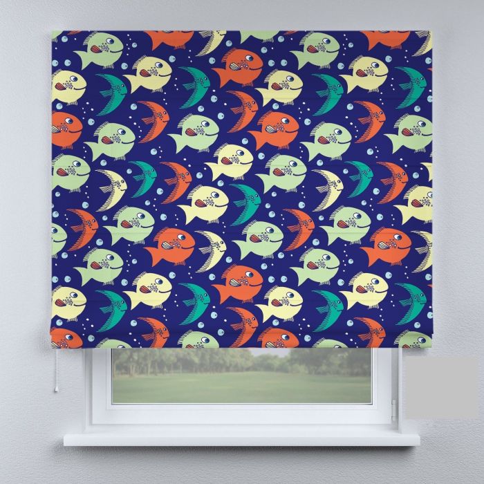Римська штора з ланцюжковим карнизом морські рибки