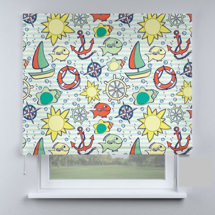Римська штора з фотодруком рибки і човники