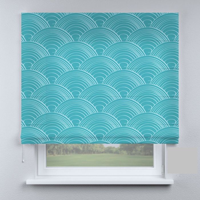 Римська штора з ланцюжковим карнизом хвилі бірюзові