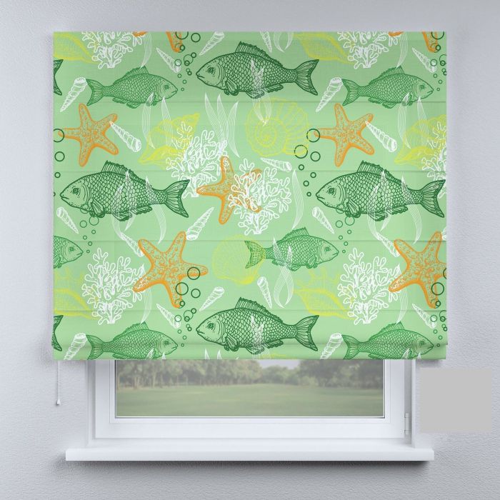 Римська штора з ланцюжковим карнизом рибки зелені