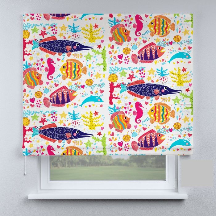 Римська штора з ланцюжковим карнизом рибки різнокольорові
