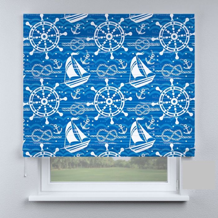 Римська штора з ланцюжковим карнизом штурвал з човнами