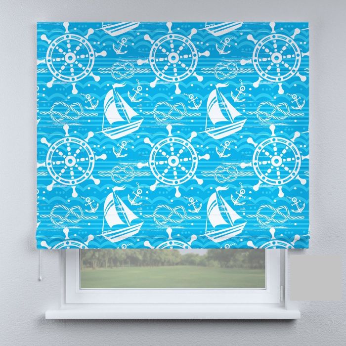 Римська штора з ланцюжковим карнизом штурвал