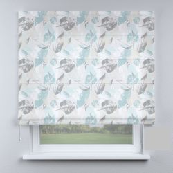 Римська штора з ланцюжковим карнизом листя бірюзові