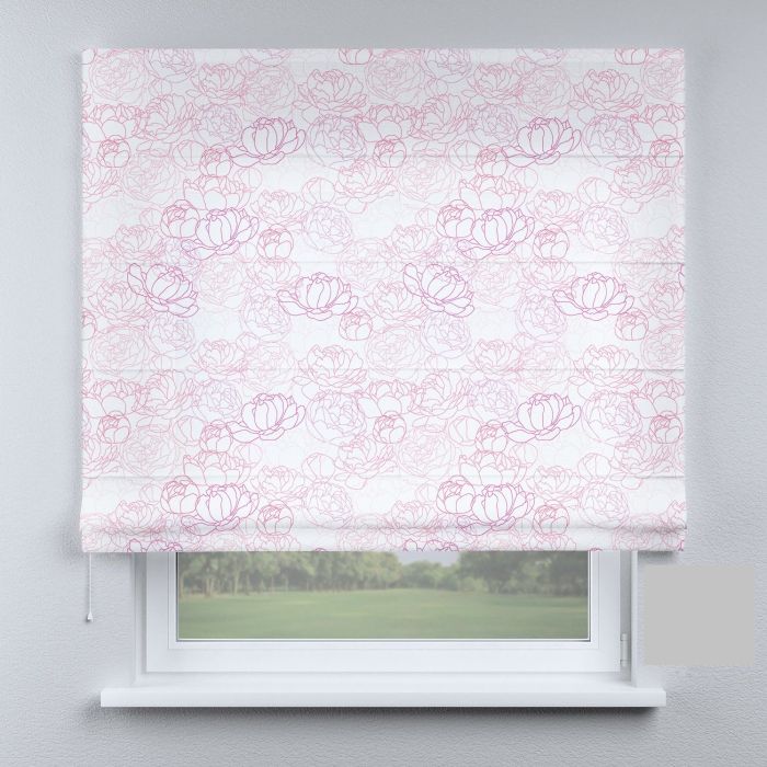 Римська штора з ланцюжковим карнизом польові квіти рожеві
