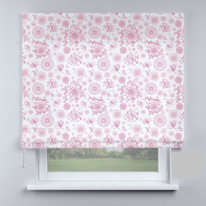 Римська штора з фотодруком гілки квітів рожеві