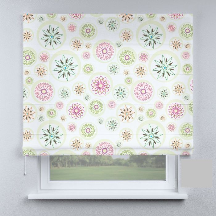 Римська штора з ланцюжковим карнизом квітки різнокольорові