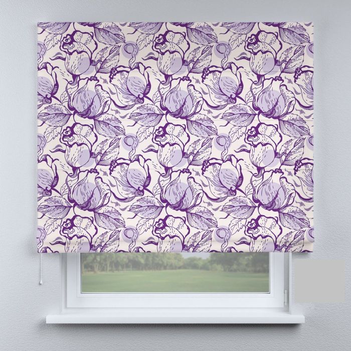Римська штора з ланцюжковим карнизом квітки фіолетові
