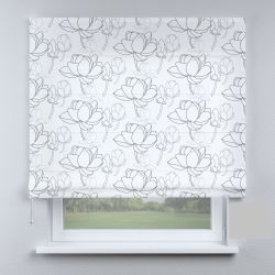 Римська штора з фотодруком листя з квітами чорно-білі