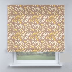 Римська штора з фотодруком листя з квітами коричневі