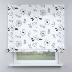 Римська штора з фотодруком чорно-білі квіти маленькі