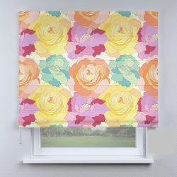 Римська штора з ланцюжковим карнизом троянди великі різнокольорові