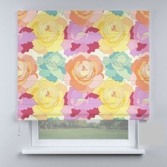 Римська штора з ланцюжковим карнизом троянди великі різнокольорові