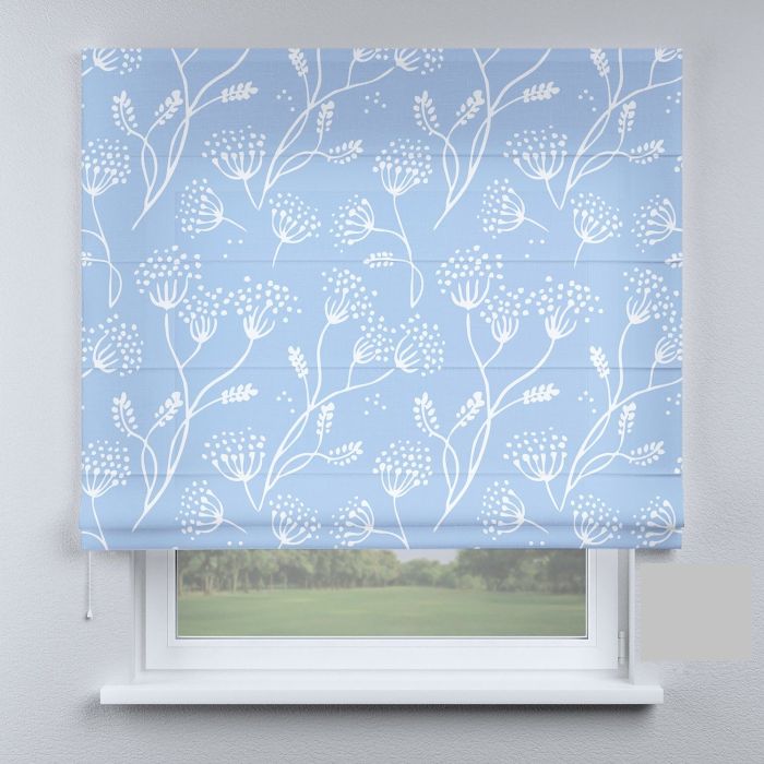 Римська штора DECOLIV ветки цветов на голубом фоне