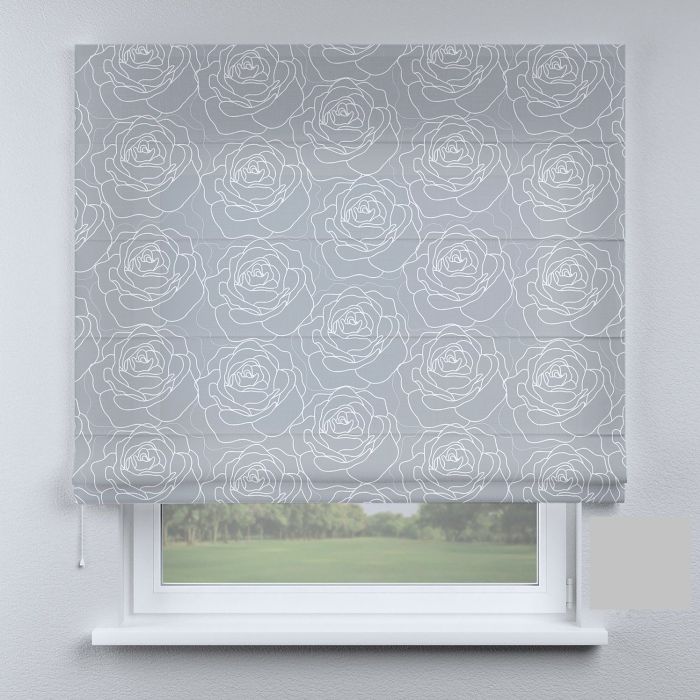 Римська штора з фотодруком троянди на сірому фоні