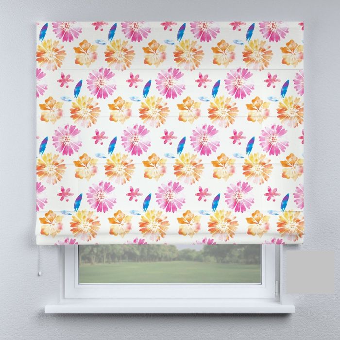 Римська штора з ланцюжковим карнизом квіточки дитячі різнокольорові