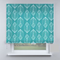 Римська штора з ланцюжковим карнизом прованс листя бірюзове
