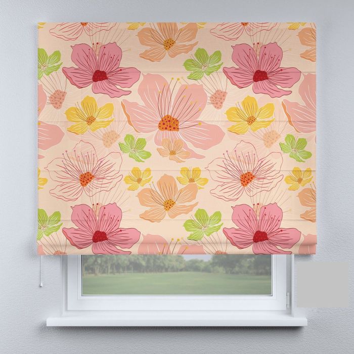 Римська штора з ланцюжковим карнизом прованс із квітками великими