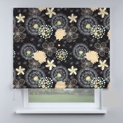 Римська штора з фотодруком кульбаби на чорному фоні