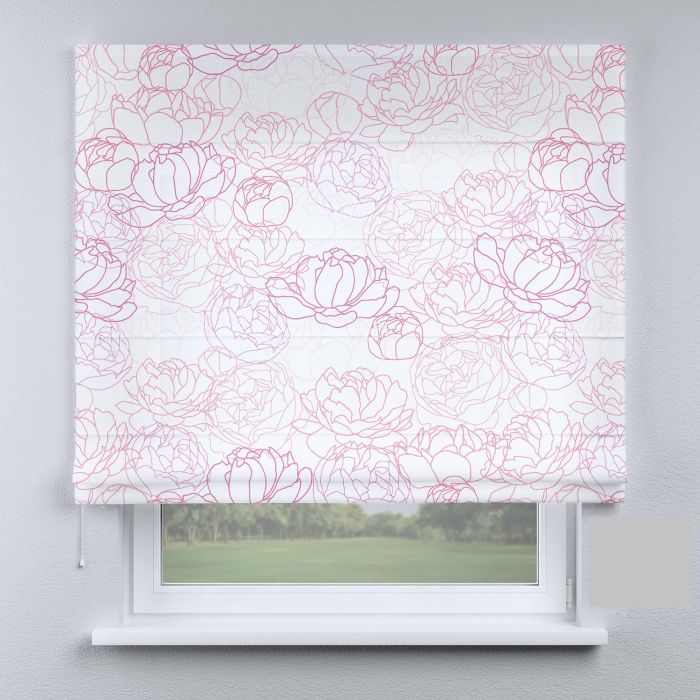 Римська штора з фотодруком великі квіти рожеві