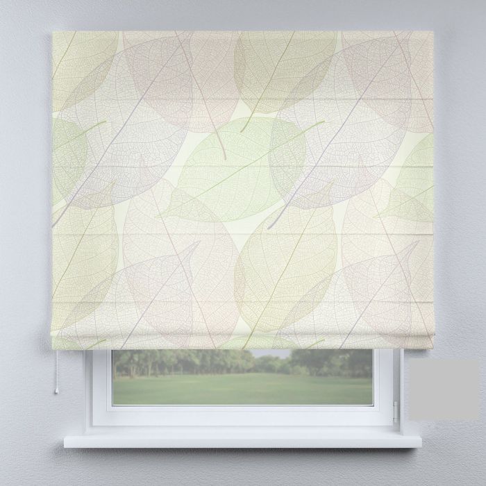 Римська штора з ланцюжковим карнизом листя різнокольорові великі