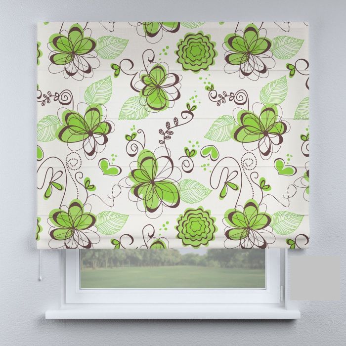 Римська штора з ланцюжковим карнизом квіти зелені