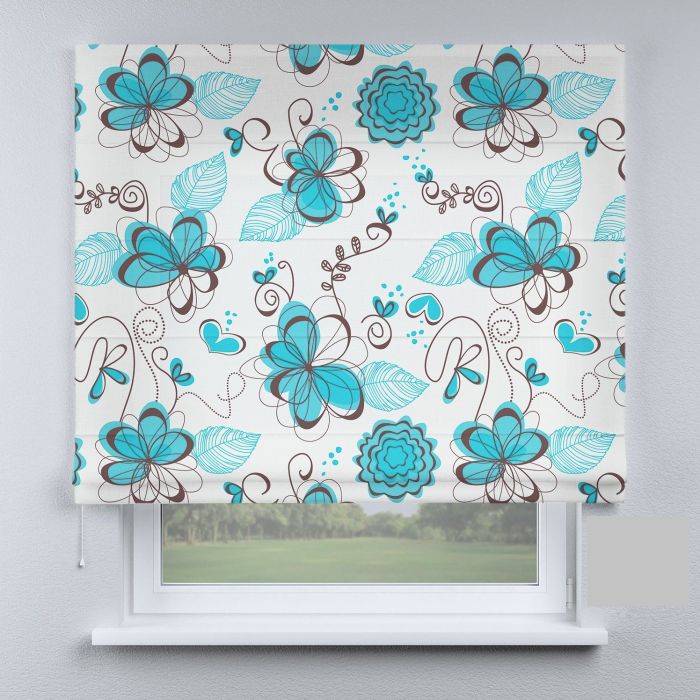 Римська штора з фотодруком квітка блакитна