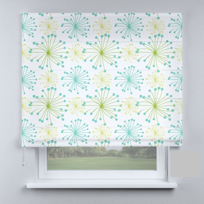 Римська штора з ланцюжковим карнизом квітка блакитна маленька