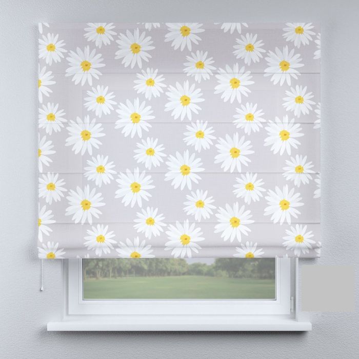 Римська штора з ланцюжковим карнизом ромашки білі