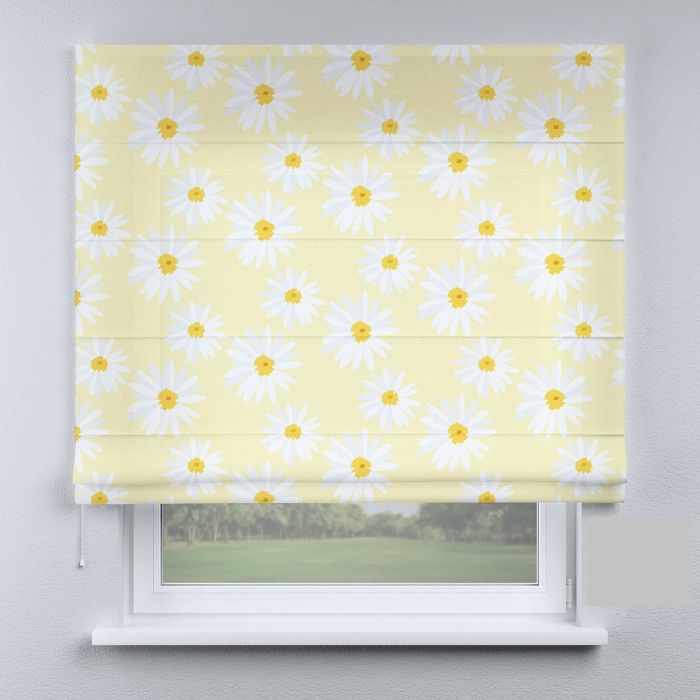 Римська штора DECOLIV ромашки белые на желтом фоне