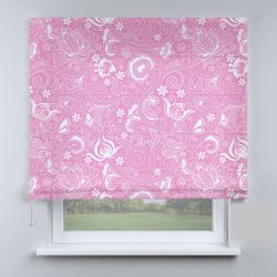 Римська штора з ланцюжковим карнизом рожеві вензеля