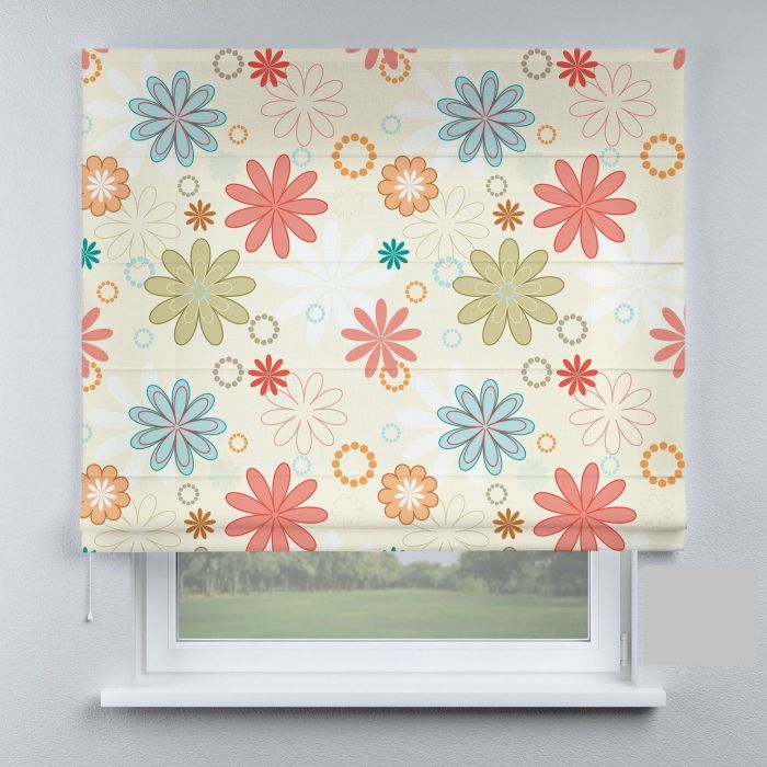 Римська штора з ланцюжковим карнизом різнокольорові квітки