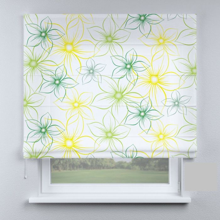 Римська штора з ланцюжковим карнизом салатова квітка