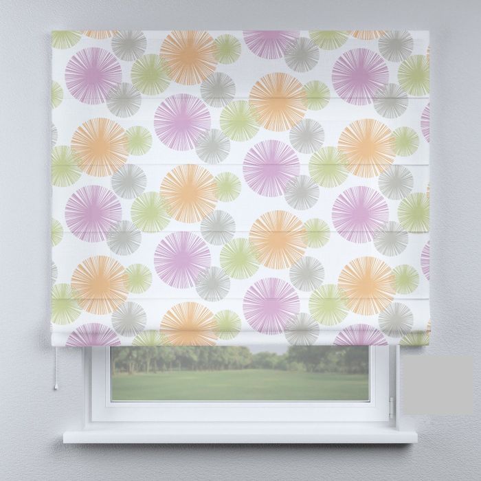 Римська штора з ланцюжковим карнизом кульбаби різнокольорові маленькі