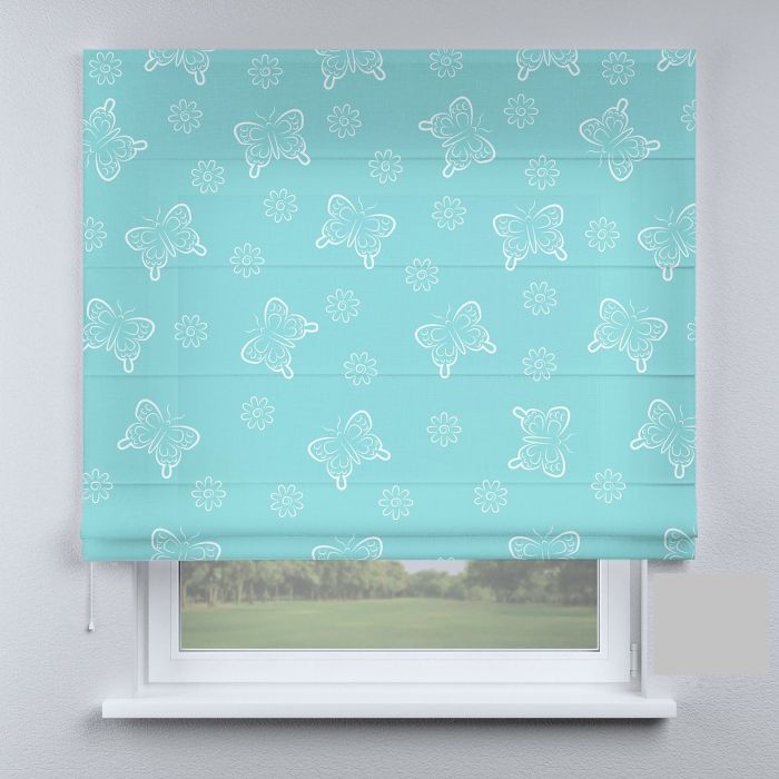 Римська штора DECOLIV бабочки на бирюзовом фоне