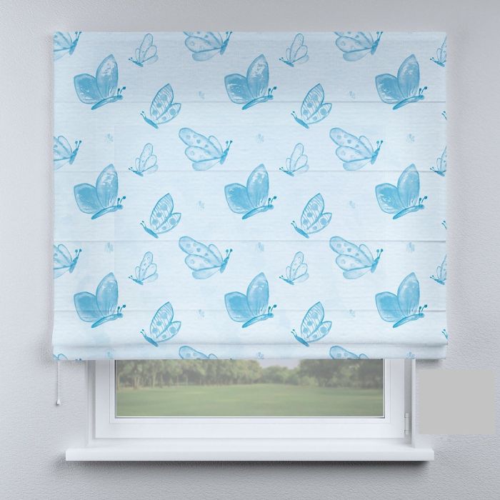 Римська штора з фотодруком метелики на блакитному фоні