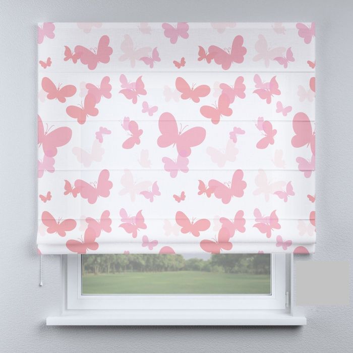 Римська штора з фотодруком метелики на білому фоні
