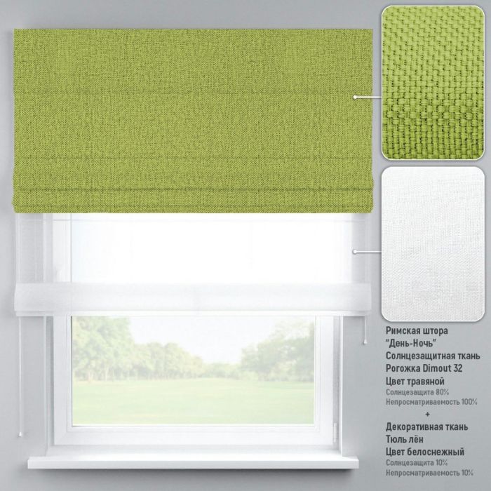 Римська штора DECOLIV День-Ночь Тюль/Димаут зеленый