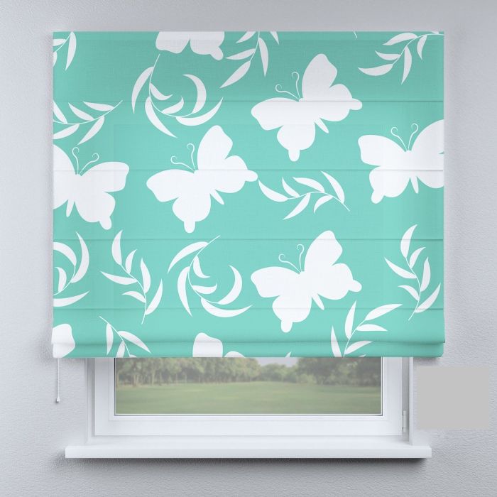 Римська штора з фотодруком великі метелики на бірюзовому фоні