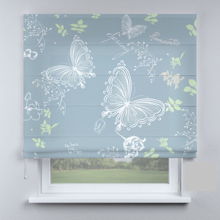 Римська штора з ланцюжковим карнизом весняні метелики