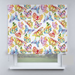Римська штора з ланцюжковим карнизом метелики різнокольорові весняні