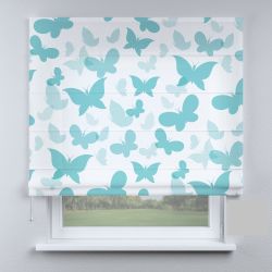 Римська штора з ланцюжковим карнизом метелики Аполлон бірюзові