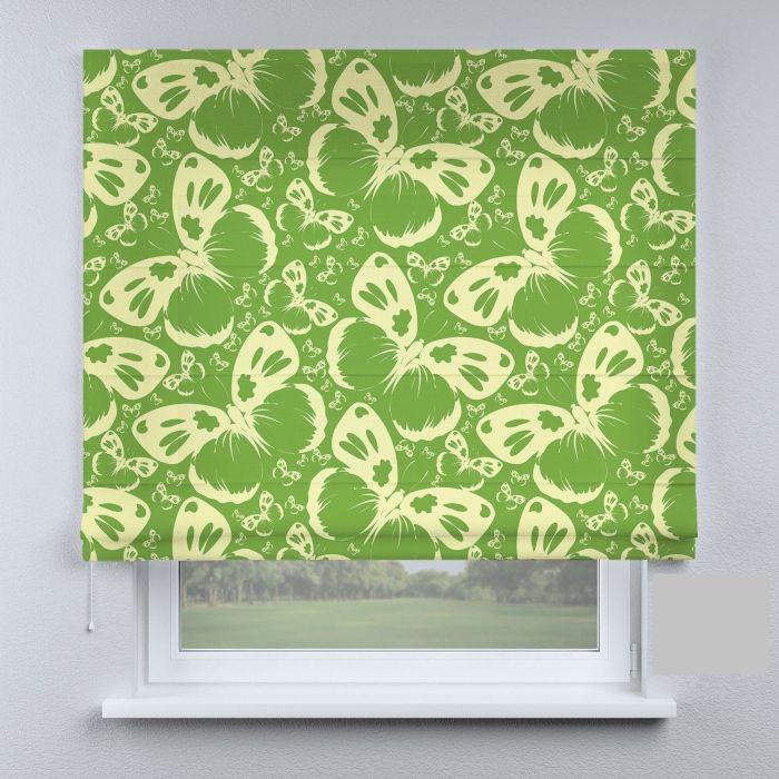 Римська штора з ланцюжковим карнизом метелики Аполлон зелені