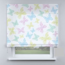 Римська штора з ланцюжковим карнизом метелики Аполлон на білому фоні