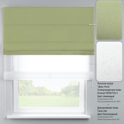 Римська штора День-Ніч Тюль/Блекаут з ланцюжковим карнизом оливковий