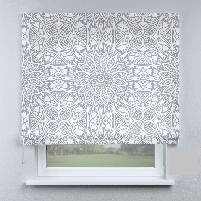 Римська штора з фотодруком французький кантрі з великою сірою квіткою