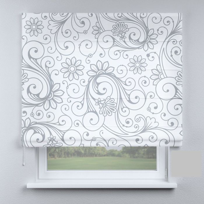 Римська штора з фотодруком французький кантрі ретро сірий з вензелями