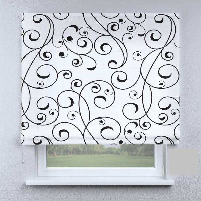 Римська штора з ланцюжковим карнизом модерн з вензелями чорними