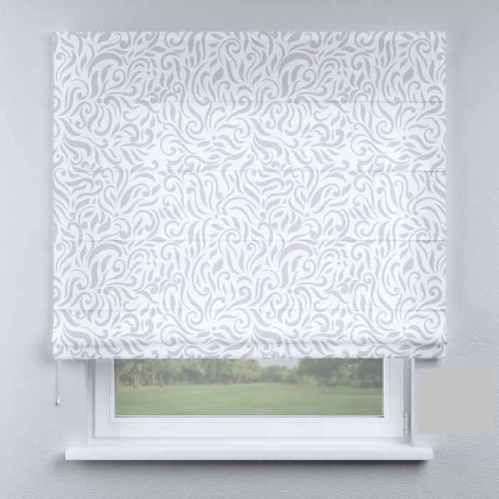 Римська штора з ланцюжковим карнизом сірі вензеля модерн