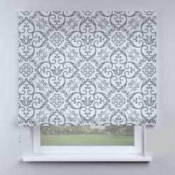 Римська штора з ланцюжковим карнизом сірий модерн із вензелями